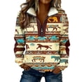 thumbnail image 1 of LEKWK Western Tops Aztec Geometric Pattern Graphic Tees Quarter Zip Pullover Tops Tribal Print Fleece Lined Daily Wear, 1 of 8