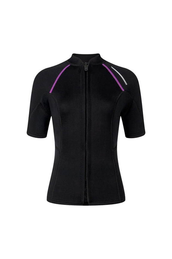 Wetsuit Top for Women Front Zip Short Sleeve Neoprene Jacket Thermal Rash Guard Surfing Bathing Suit Athletic Water Sports Summer Beach Outfits