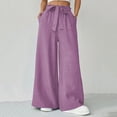 thumbnail image 1 of LEKWK Wide Leg Pants Woman High Waisted Drawstring Casual Pants with Pockets Loose Fit Comfy Palazzo Pants Spring Summer Fashion Outfits, 1 of 5