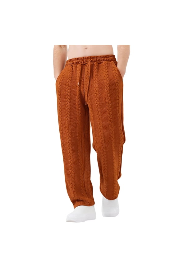 Wide Leg Sweatpants for Men Loose Fit Cable Knit Texture Drawstring Elastic Waistband Sweat Pants Comfy Home Stay Pajama Pants Lounge Pants Wear