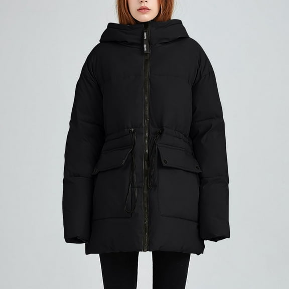 LEKWK Winter Coats for Women Oversized Zip up Fleece Padded Down Jackets Warm Heavyweight Hooded Puffer Coats Thick Thermal Clothes for Cold Weather