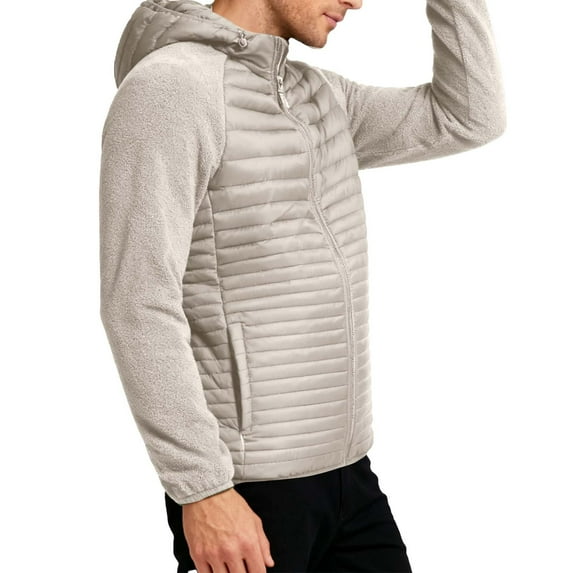 LEKWK Winter Puffer Jackets for Men Down Jackets Coat Thick Warm Hooded Quilted Lightweight Zip Up Padded Puffy Coats with Pockets Outerwear, Khaki M