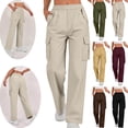 thumbnail image 1 of LEKWK Women Cargo Pants Regular Fit Multi Pocket Utility Cargo Pants with Pockets Soft Breathable Work Pants for Construction and Outdoor Hiking, 1 of 9