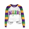 thumbnail image 1 of LEKWK Women's Mardi Gras Tops Glitter Letter Print Raglan Sleeve Long Sleeve Graphic Tees Crew Neck Casual Daily Lounge Wear Outfits, 1 of 4