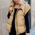 thumbnail image 1 of LEKWK Women's Puffer Vest Zip up Sleeveless Oversized Quilted Jacket Warm Long Sleeve Padded Down Coats with Pockets Outerwear, 1 of 9