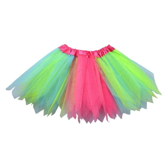 LEKWK Women's Rave Skirt High Waisted Mini Skirt Bubble Tulle Skirt Pointed Hem Multi Layered Mesh for Party Dance Rave Costume Festival