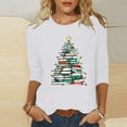 thumbnail image 1 of LEKWK Womens 3/4 Sleeve T Shirts Xmas Tree Crew Neck Tops Christmas Tunic for Women Winter Christmas Party Tops for Women 2025, 1 of 5