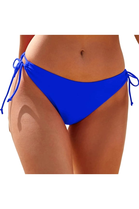 Womens Bikini Bottoms Tummy Control Side Tie Full Coverage Modest Bathing Suit Bottom for Summer Vacation Tropical Holiday Wear