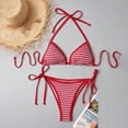 thumbnail image 1 of LEKWK Womens Bikini Set Textured Two Piece Bathing Suit Tie Knot Front Top High Cut Bottom Modest Beachwear Swimming Summer Vacation, 1 of 8