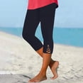 thumbnail image 1 of LEKWK Womens Capri Leggings High Waist Criss Cross Cutout Hem Yoga Pants with Pockets Soft Stretchy Running Leggings Summer Casual Gym Pants, 1 of 6