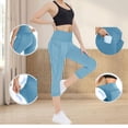 thumbnail image 1 of LEKWK Womens Capri Leggings High Waist Tummy Control Side Pockets Yoga Pants Pockets Soft Stretchy Running Leggings Workout Fitness Athletic Pants, 1 of 8