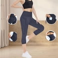 thumbnail image 1 of LEKWK Womens Capri Leggings High Waist Tummy Control Side Pockets Yoga Pants Pockets Soft Stretchy Running Leggings Workout Fitness Athletic Pants, 1 of 8