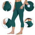 thumbnail image 1 of LEKWK Womens Capri Leggings High Waisted Side Pockets Tummy Control Yoga Pants Pockets Soft Stretchy Running Leggings Gym Workout Athletic Pants, 1 of 8