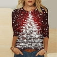 thumbnail image 1 of LEKWK Womens Christmas Tunic Xmas Tree Crew Neck 3/4 Sleeve Tops Red Holiday Tops for Women Casual Religious Christmas Shirts for Women, 1 of 5