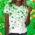 thumbnail image 1 of LEKWK Womens Graphic T Shirts Cute Bunny Leprechaun Crew Neck St Patricks Day Shirt Rabbit Holding Clover Print Short Sleeve Holiday Tee, 1 of 7