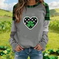 thumbnail image 1 of LEKWK Womens Graphic T Shirts Pixelated Checkered Heart Round Neck Long Sleeve St Patricks Day Shirt Green Plaid Patchwork Color Block Festival Top, 1 of 5