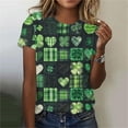 thumbnail image 1 of LEKWK Womens Graphic T Shirts Rising Green Shamrock Field Round Neck Short Sleeve St Patricks Day Shirt Clover Pattern Festival Tee, 1 of 6