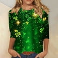 thumbnail image 1 of LEKWK Womens Graphic Tees All Over Print Long Sleeve Casual Tops Cute Tops Green Hearts Shamrocks Pattern St Patricks Day Tops, 1 of 5