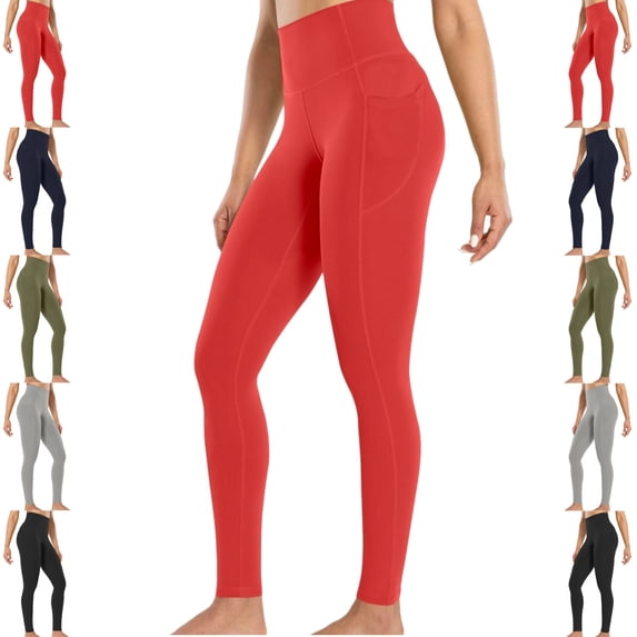 LEKWK Womens Leggings with Pockets High Waisted Tummy Control Side Pockets Yoga Pants Pockets Soft Stretchy Running Leggings Workout Athletic Tights