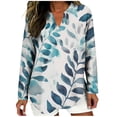 thumbnail image 1 of LEKWK Womens Linen Long Sleeve Shirt Abstract Line Print Split V Neck Tunic Tops Going Out Tops Long Sleeve Trendy Tops Flowy Soft Evening Wear, 1 of 5