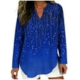 thumbnail image 1 of LEKWK Womens Linen Long Sleeve Shirt Abstract Line Print Split V Neck Tunic Tops Going Out Tops Long Sleeve Trendy Tops Flowy Soft Evening Wear, 1 of 5