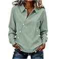 thumbnail image 1 of LEKWK Womens Linen Shirt Striped Asymmetrical Button Dressy Tops Long Sleeve Business Casual Tops Collared Irregular Hem Slim Fit Work Outfits, 1 of 9