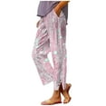 thumbnail image 1 of LEKWK Linen Pants for Women Loose Fit Graphic Print Pattern Beach Pants Elastic Waist Side Slit Casual Pants Breathable Soft Fabric Summer Vacation, 1 of 6