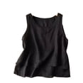 thumbnail image 1 of LEKWK Womens Linen Tank Top Flowy Fit Round Neck Tank Tops Pack Double Layered Hem Boho Tops Ruffle Detail Summer Beach Outfits, 1 of 3