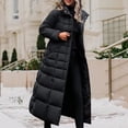 thumbnail image 1 of LEKWK Womens Long Puffer Coat Zip up Quilted Padded Waterproof Winter Jacket with Hood Fleece Lined Full Length Winter Warm Coats with Pockets Outdoor Daily Party Outerwear, 1 of 3