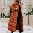 thumbnail image 1 of LEKWK Womens Long Puffer Coat Zip up Quilted Padded Waterproof Winter Jacket with Hood Fleece Lined Full Length Winter Warm Coats with Pockets Outdoor Daily Party Outerwear, 1 of 3