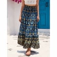 thumbnail image 1 of LEKWK Womens Long Skirts High Waisted Boho Skirt Tiered Maxi Skirt Paisley Ethnic Print Drawstring Casual Beach Summer Vacation Outfits, 1 of 6