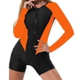 thumbnail image 1 of LEKWK Womens Long Sleeve Swimsuits Boyleg One Piece Bathing Suits Zipper Front Athletic Rash Guard Outfits, 1 of 8
