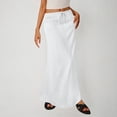 thumbnail image 1 of LEKWK Womens Maxi Skirts High Waisted Flowy Skirt Drawstring Maxi Skirt Solid Color Loose Fit Casual Beach Vacation Spring Summer Daily Wear, 1 of 5