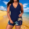 thumbnail image 1 of LEKWK Womens Plus Size Tankini Swimsuits Tummy Control Two Piece Bathing Suits Halter Flowy Top Shorts Outfits, 1 of 7