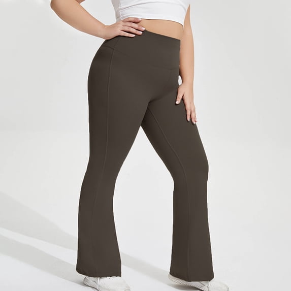 LEKWK Womens Plus Size Yoga Pants High Waist Tummy Control Bootleg Flare Leggings Stretchy Soft Workout Plus Size Leggings Gym Comfy Casual Wear