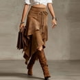 thumbnail image 1 of LEKWK Womens Renaissance Skirt High Waisted Boho Skirt Flared Maxi Skirt Faux Suede Tassel Hem Ruffle Asymmetrical Western Party Outfits, 1 of 6