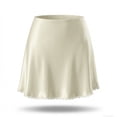 thumbnail image 1 of LEKWK Womens Silk Skirt High Waisted Skirt A Line Skirt Mini Skirt Slip Skirt With Lace Trim for Office Work Casual Party Sleepwear Outfit, 1 of 5