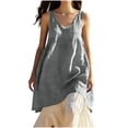 thumbnail image 1 of LEKWK Womens Sleeveless Linen Tops Flowy Babydoll V-Neck Long Tank Tops Swing Dress Tunic Tops Loose Fit Solid Soft Breathable Beach Summer Wear, 1 of 6