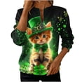 thumbnail image 1 of LEKWK Womens St Patricks Day Shirt Regular Fit Quarter Zip Sweatshirts Long Sleeve Graphic Tees Multiple Kittens In Shamrock Hats Print Festival Outfits, 1 of 5