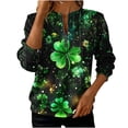 thumbnail image 1 of LEKWK Womens St Patricks Day Shirt Regular Fit Quarter Zip Sweatshirts Long Sleeve Graphic Tees Multiple Kittens In Shamrock Hats Print Festival Outfits, 1 of 5