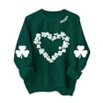 thumbnail image 1 of LEKWK Womens St Patricks Day Tops Heart Clover Pattern Graphic Tees Round Neck Sweater Tops Irish Collar Text Daily Wear, 1 of 4