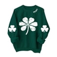 thumbnail image 1 of LEKWK Womens St Patricks Day Tops Heart Clover Pattern Graphic Tees Round Neck Sweater Tops Irish Collar Text Daily Wear, 1 of 4