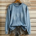 thumbnail image 1 of LEKWK Womens Sweatshirts Loose Fit Crew Neck Pullover Sweatshirts Long Sleeve Tunic Tops Denim Look Texture Casual Daily outfits, 1 of 5
