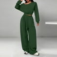 thumbnail image 1 of LEKWK Womens Sweatsuits 2 Piece Set Off The Shoulder Long Sleeve Cropped Sweatshirt and Wide Leg Sweatpants for Fall Winter Workout Activewear, 1 of 5
