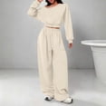 thumbnail image 1 of LEKWK Womens Sweatsuits 2 Piece Set Off The Shoulder Long Sleeve Cropped Sweatshirt and Wide Leg Sweatpants for Fall Winter Workout Activewear, 1 of 1