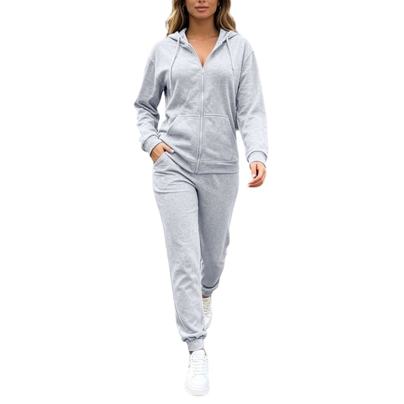 LEKWK Womens Sweatsuits 2 Piece Set Tracksuit Casual Zip Up Hoodie Jacket and Jogger Sweatpants Matching Sets for Gym Running Workout