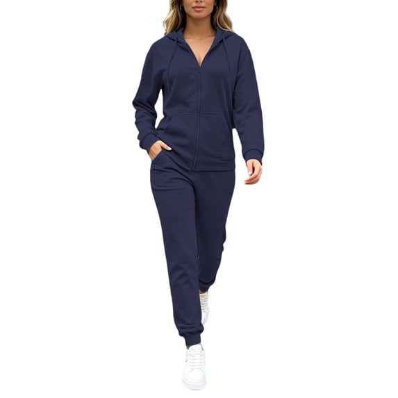 LEKWK Womens Sweatsuits 2 Piece Set Tracksuit Casual Zip Up Hoodie Jacket and Jogger Sweatpants Matching Sets for Gym Running Workout