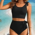 thumbnail image 1 of LEKWK Womens Tankini Swimsuits Tummy Control High Waisted Bikini Set Tie Shoulder Modest Bathing Suits Outfits, 1 of 7
