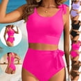 thumbnail image 1 of LEKWK Womens Tankini Swimsuits Tummy Control High Waisted Bikini Set Tie Shoulder Modest Bathing Suits Outfits, 1 of 7