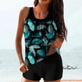 thumbnail image 1 of LEKWK Womens Tankini with Shorts Two Piece Print Scoop Neck Loose Fit Top Bathing Suits Modest Summer Beach Resort Wear Vacation Outfits, 1 of 6